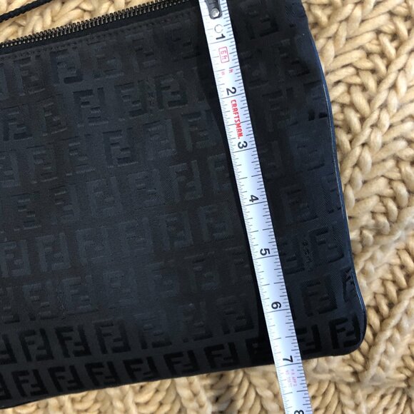 FENDI Zucca Black Leather and Nylon Gun Metal Hardware Bag w COA - Picture 6 of 13